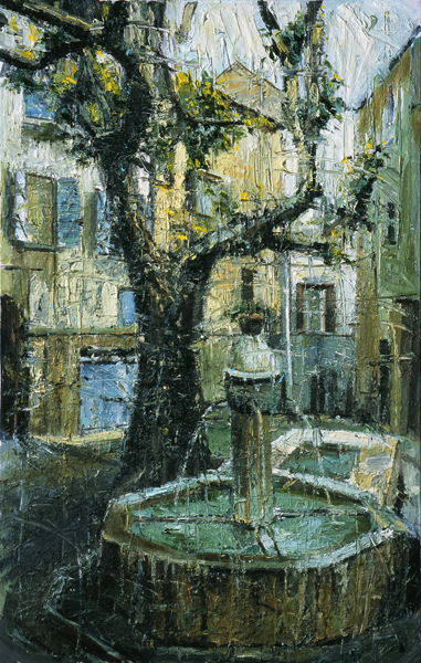 Brunnen in der Provence, Oel auf Leinwand, 2003, 190 x 130 cm