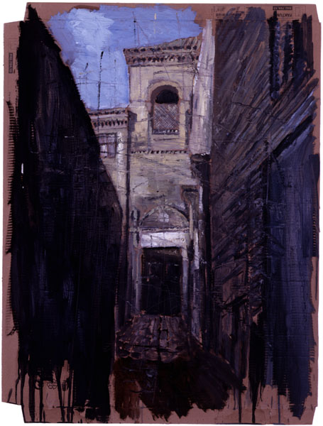 El Grecos Atelier, 2003, Oel auf Pappe, 102 x 81 cm