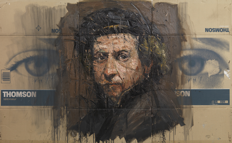 Rembrandt, Öl auf Pappe, 125 x 200 cm, 2002